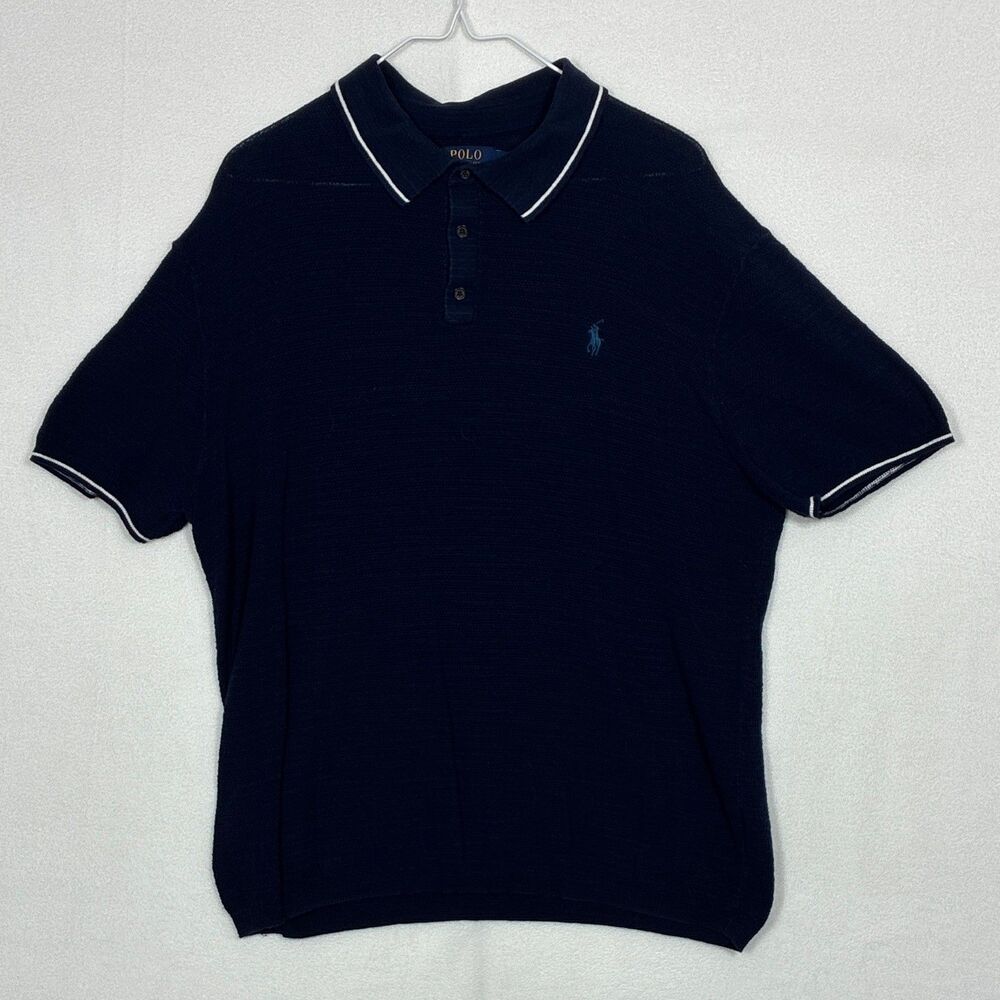 Polo Ralph Lauren Cotton-Linen Collar Sweater short sleeve polo shirt men's L